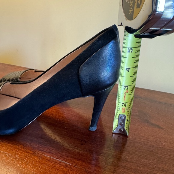 Louise et cie black leather and suede peep toe heels women shoes size 9.5 cute!! - Picture 10 of 11